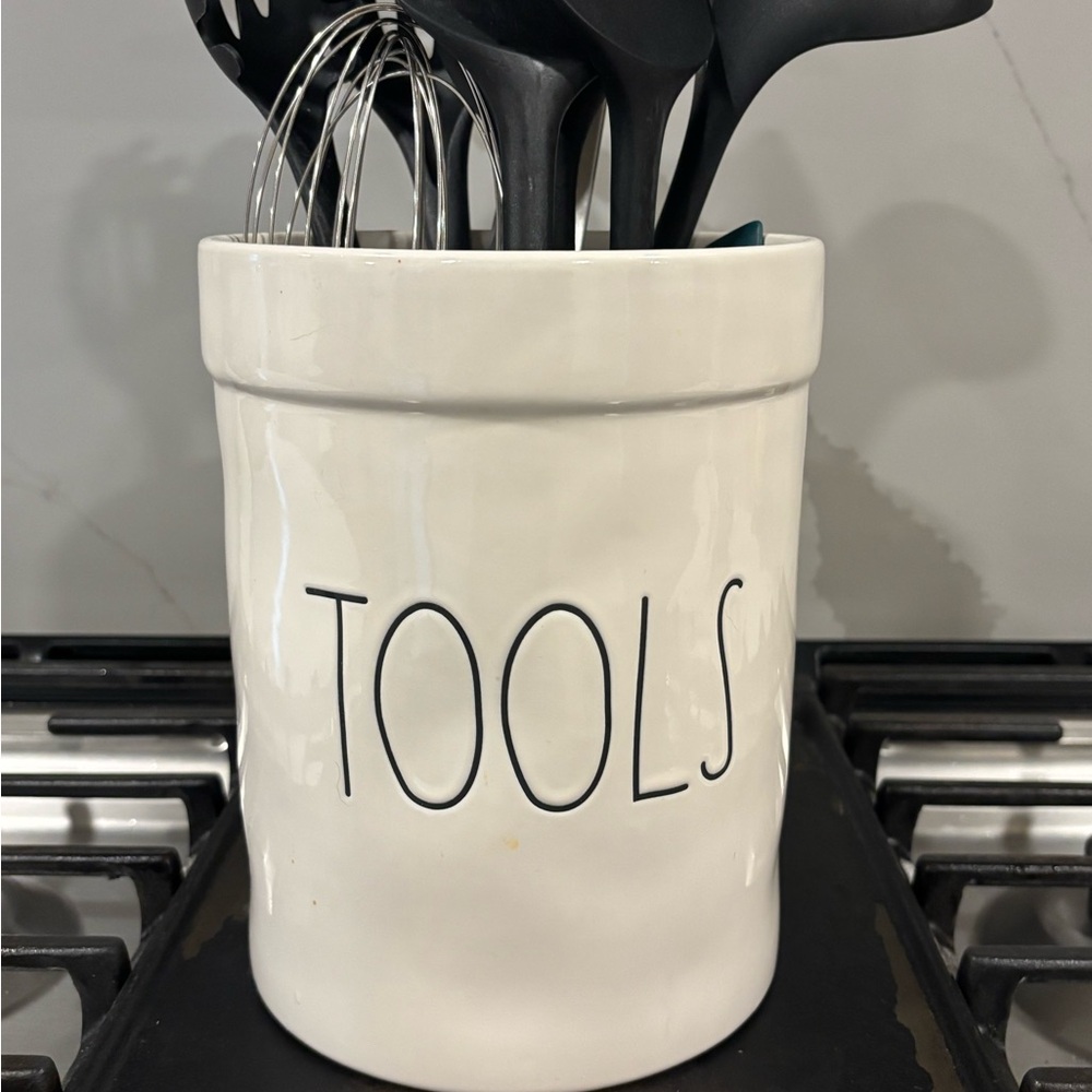 Rae Dunn White Ceramic Tool Utensil Holder - Kitchen Counter Organizer